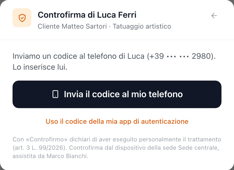 Finestra di controfirma assistita in segreteria con la dichiarazione art. 3